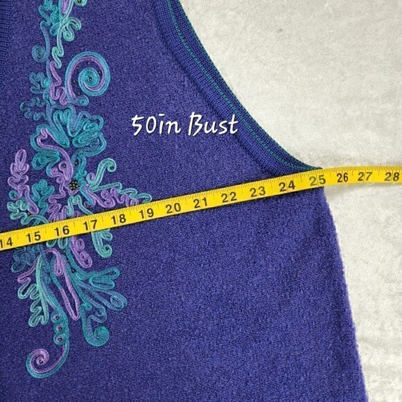 Koret Purple Beaded Button Up Sweater Vest Size 1X - Picture 6 of 9